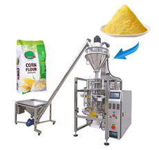 Spiral feed vertical form fill seal powder packaging machine