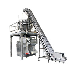 Belt feeding vertical form fill seal powder packaging machine